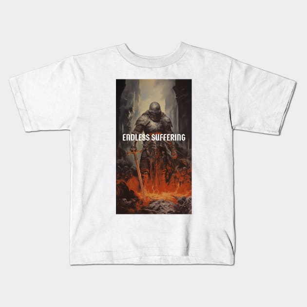 ENDLESS SUFFERING - DARK FANTASY ART STYLE Kids T-Shirt by Vista Threads Co